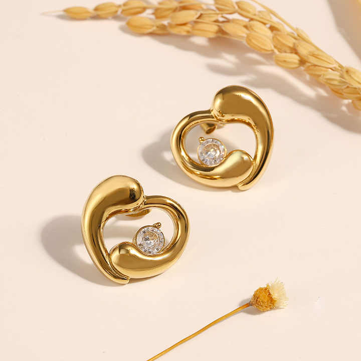 Gold heart-shaped earrings