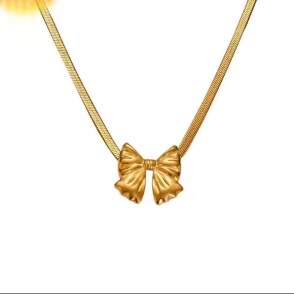 Gold bow-shaped necklace