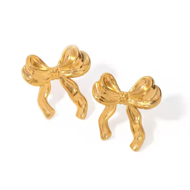 Gold bow-shaped earrings