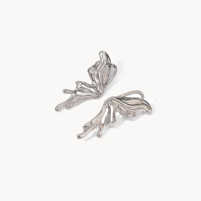 Silver Flow Winged Statement Earrings