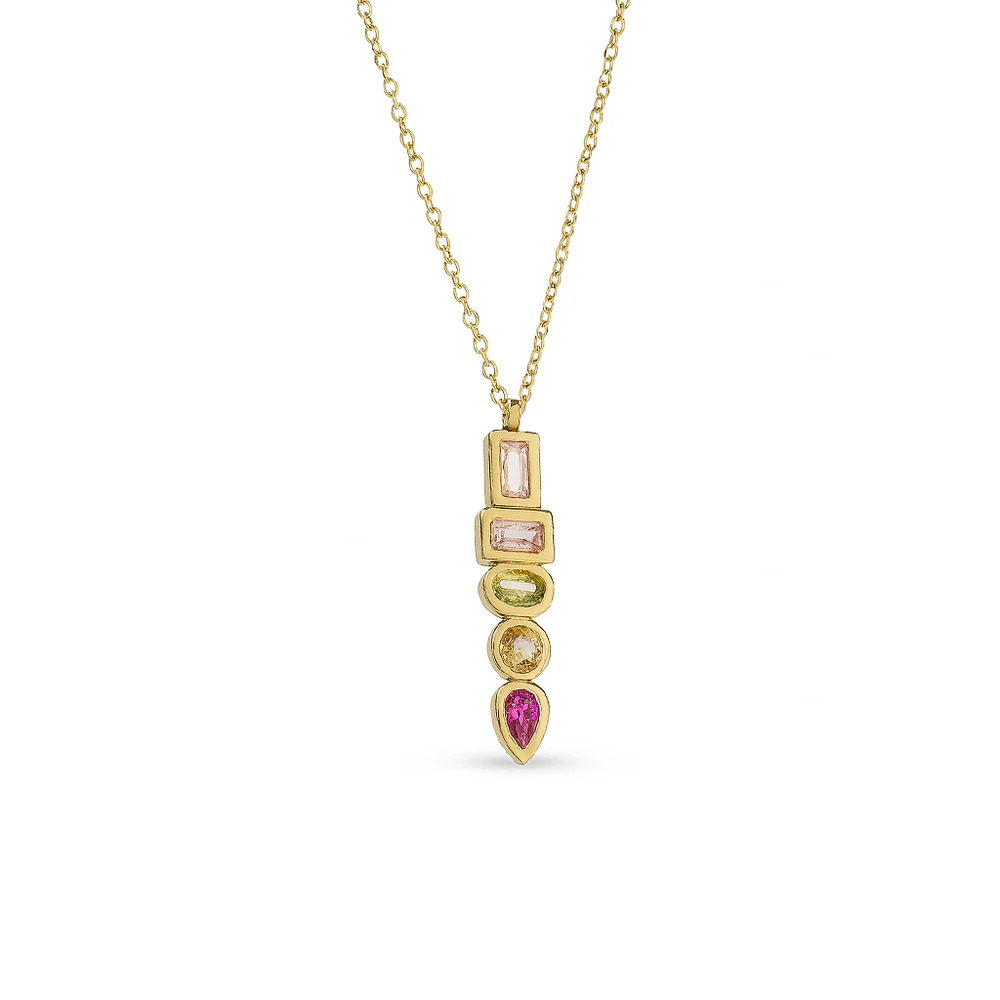 Gold necklace with gemstone pendant
