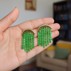 Alina Green Beaded Statement Earrings - Amalfa