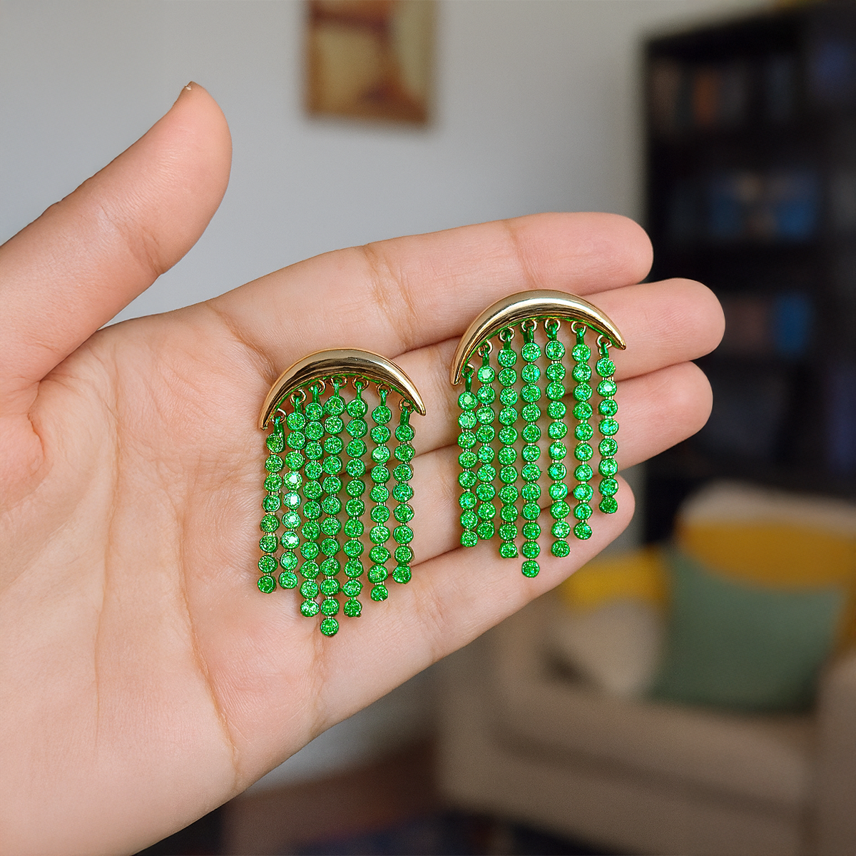 Green beaded earrings 