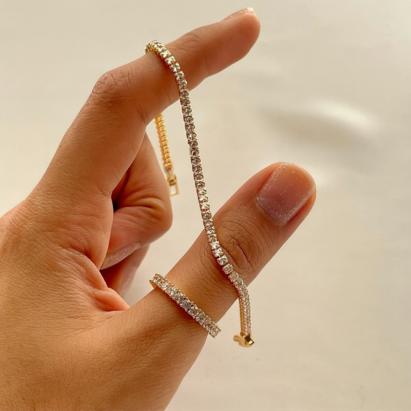 Zirconia Ring and Bracelet Set for Women