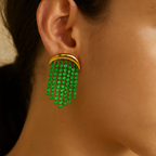 Alina Green Beaded Statement Earrings - Amalfa