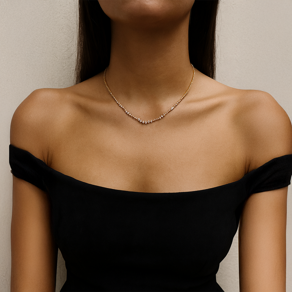 Classic CZ Choker Necklace For  Women