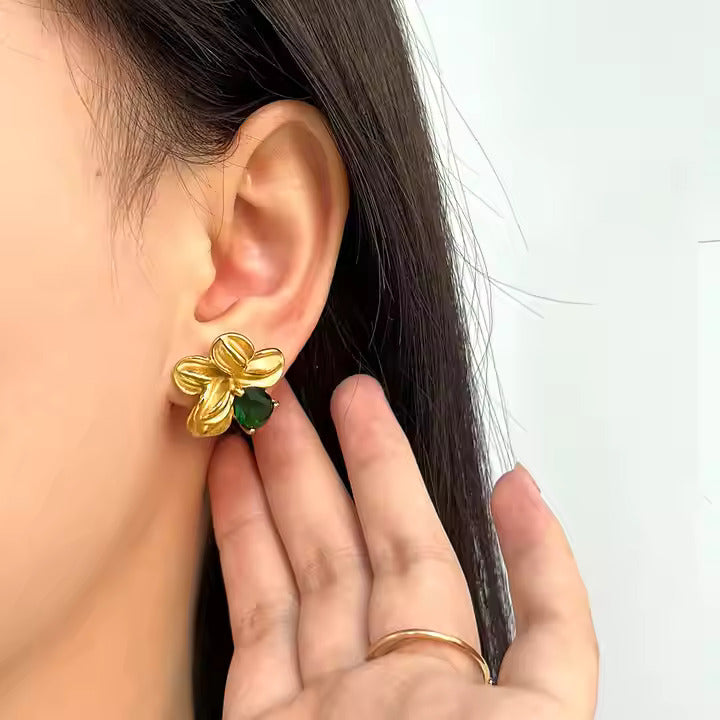 Gold  Bloom Stud Earrings 