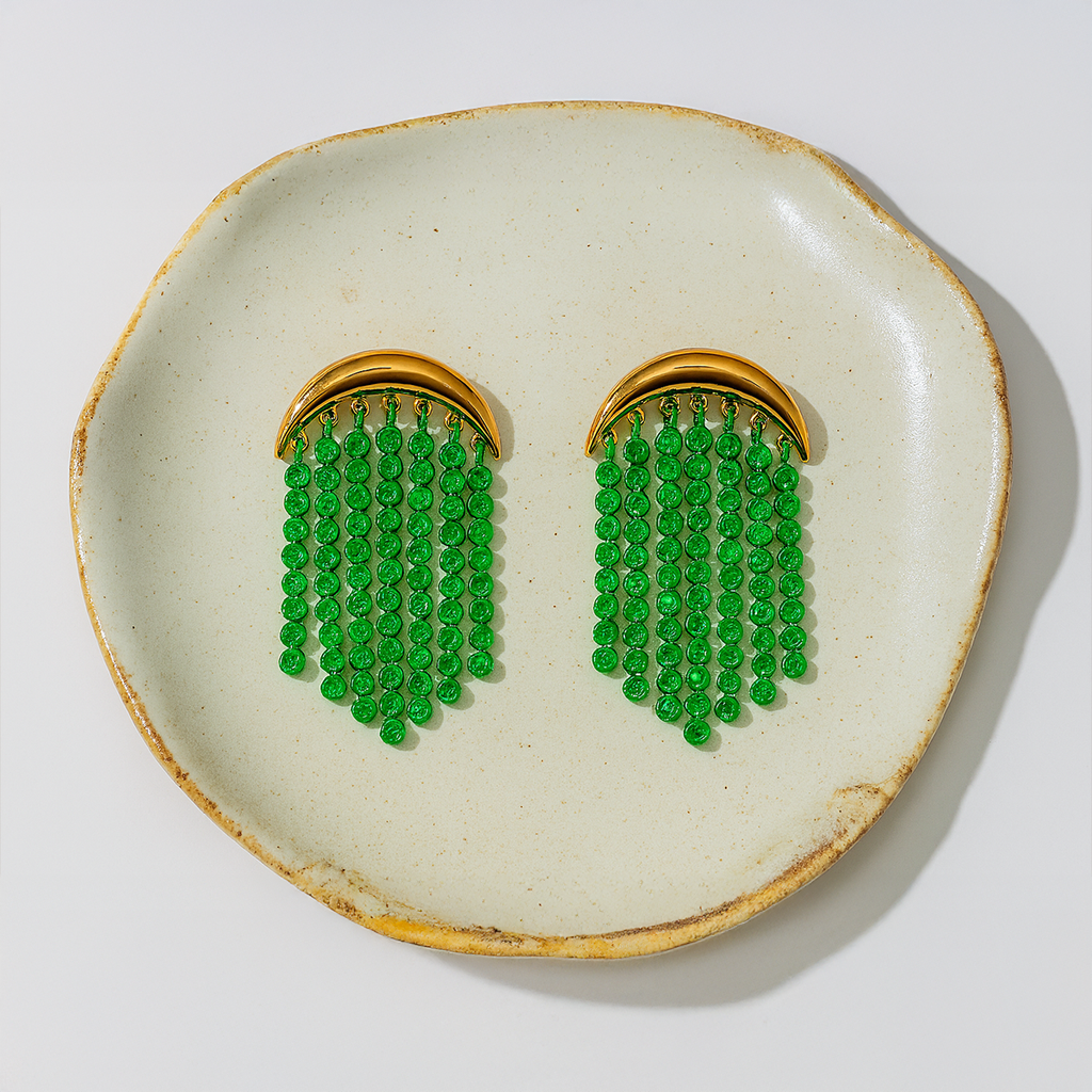 Green beaded earrings