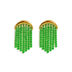 Alina Green Beaded Statement Earrings - Amalfa