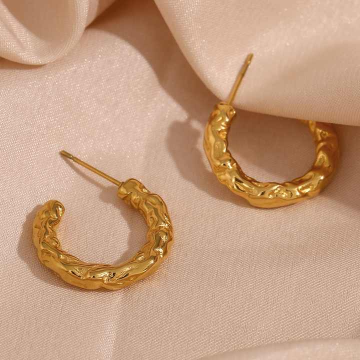 Althea Textured Gold Hoop Earrings for Women