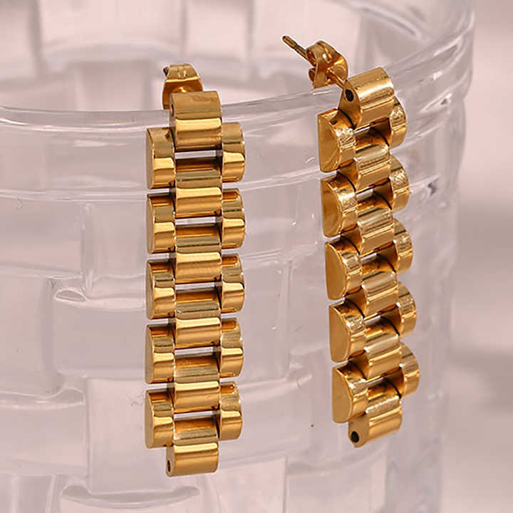 Amira Gold Geometric Drop Earrings for Women