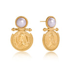 Athena Pearl Coin Earrings