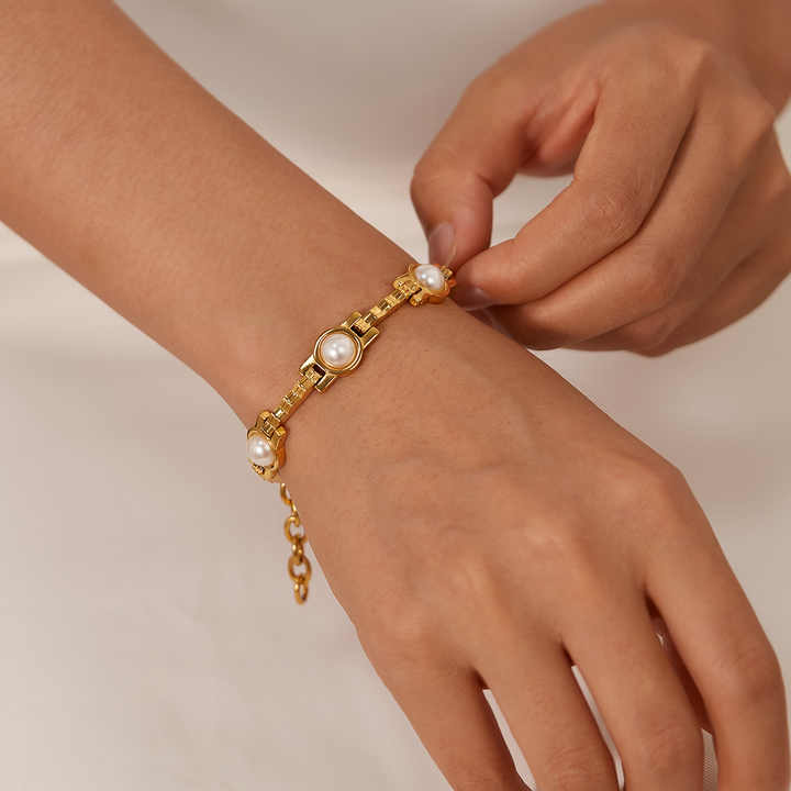 Ada Gold Pearl Chain Bracelet for Women