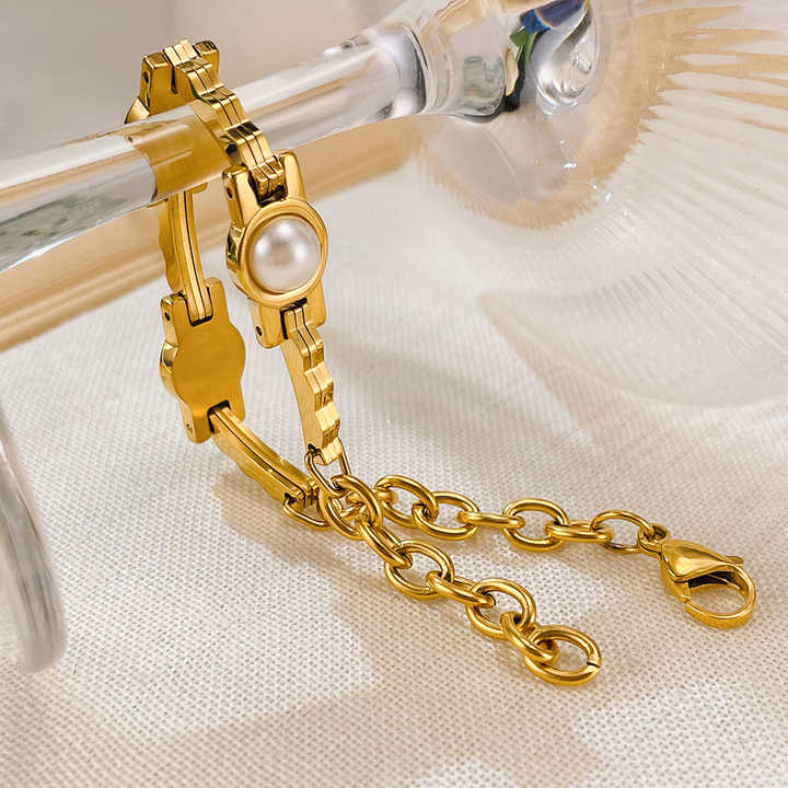 Ada Gold Pearl Chain Bracelet for Women