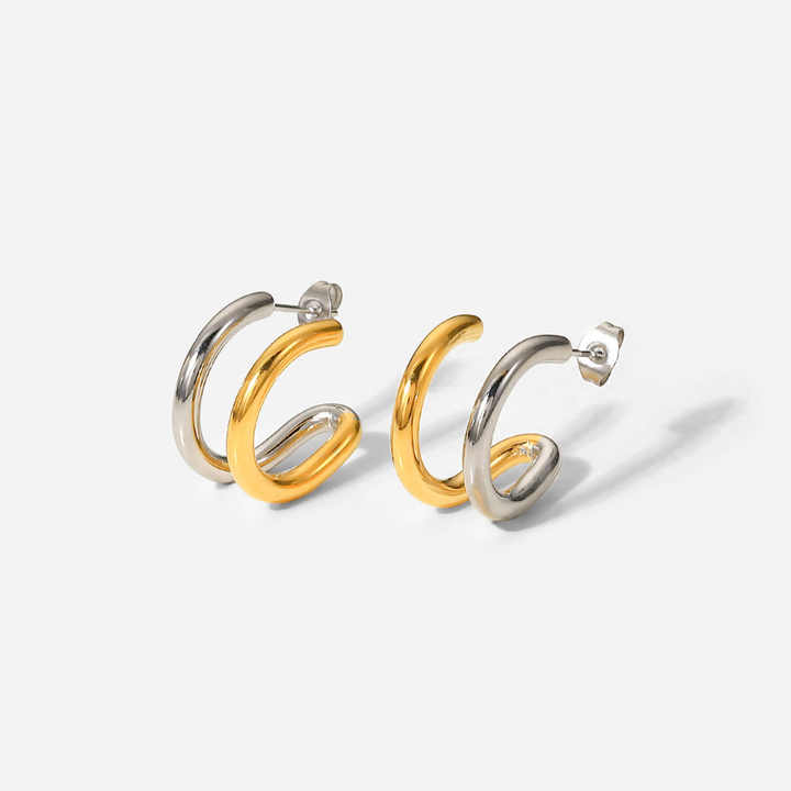 Kaia Dual-Tone Twist Hoop Earrings for Women
