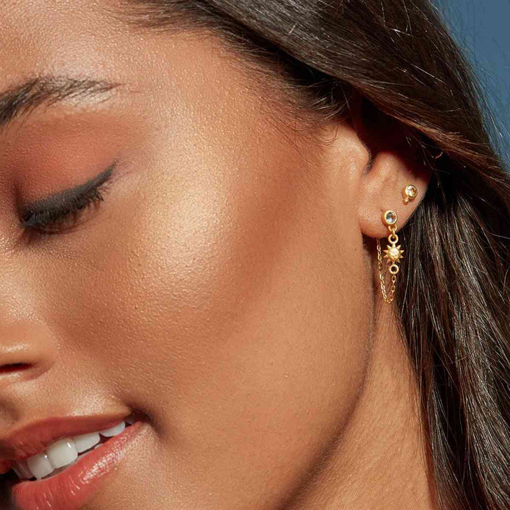 Celestial Chain Sun & Moon Gold Dangler