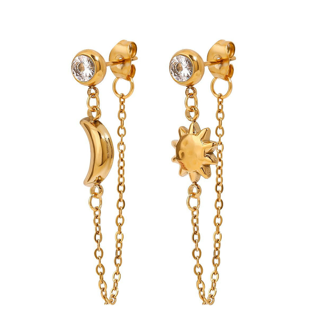Celestial Chain Sun & Moon Gold Dangler