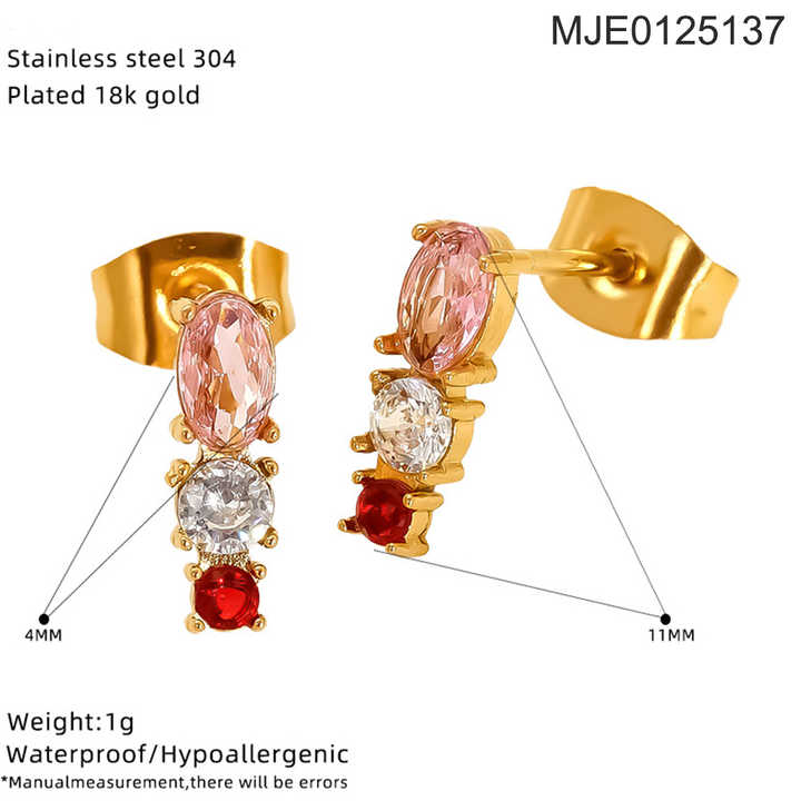 Zyra Petite Crystal Earring Set – Pack of 4 Gold-Tone Studs