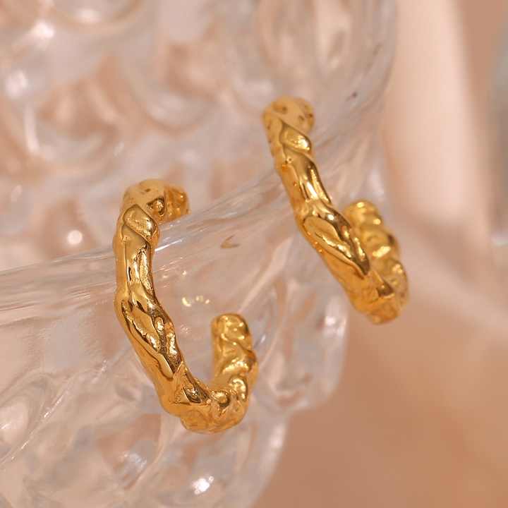 Althea Textured Gold Hoop Earrings for Women