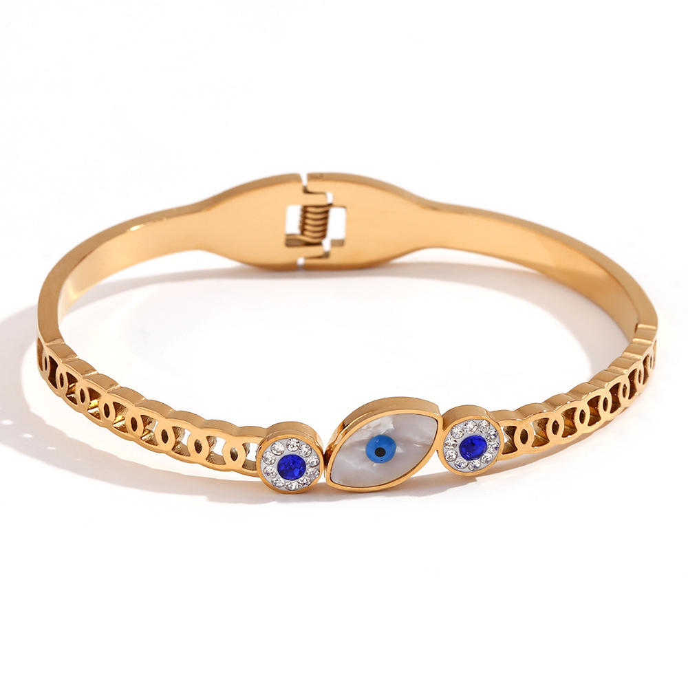 Delphine Gold Blue Evil Eye Bracelet
