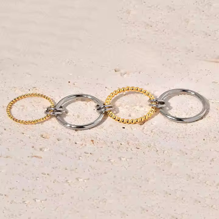 Caged Duo-Tone Stackable Statement Rings