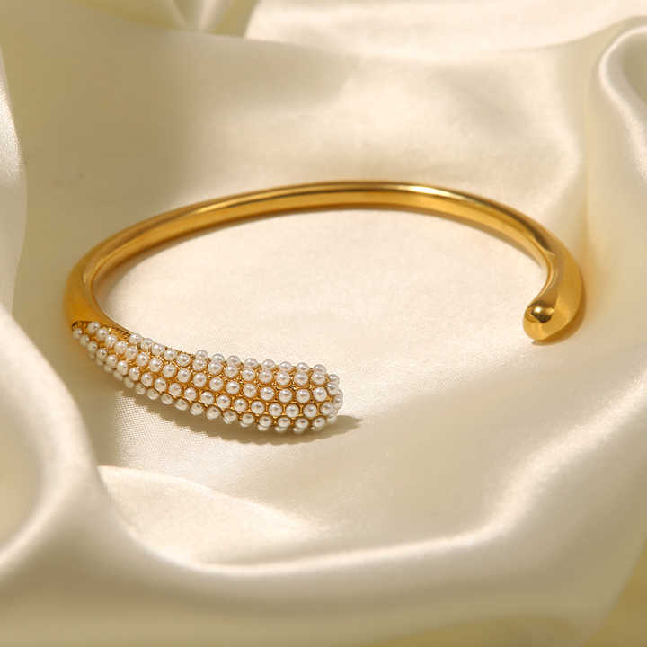 Nia Gold Pearl Cuff Bracelet for Women