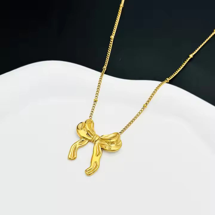 Online Gold Bow Pendant Necklace
