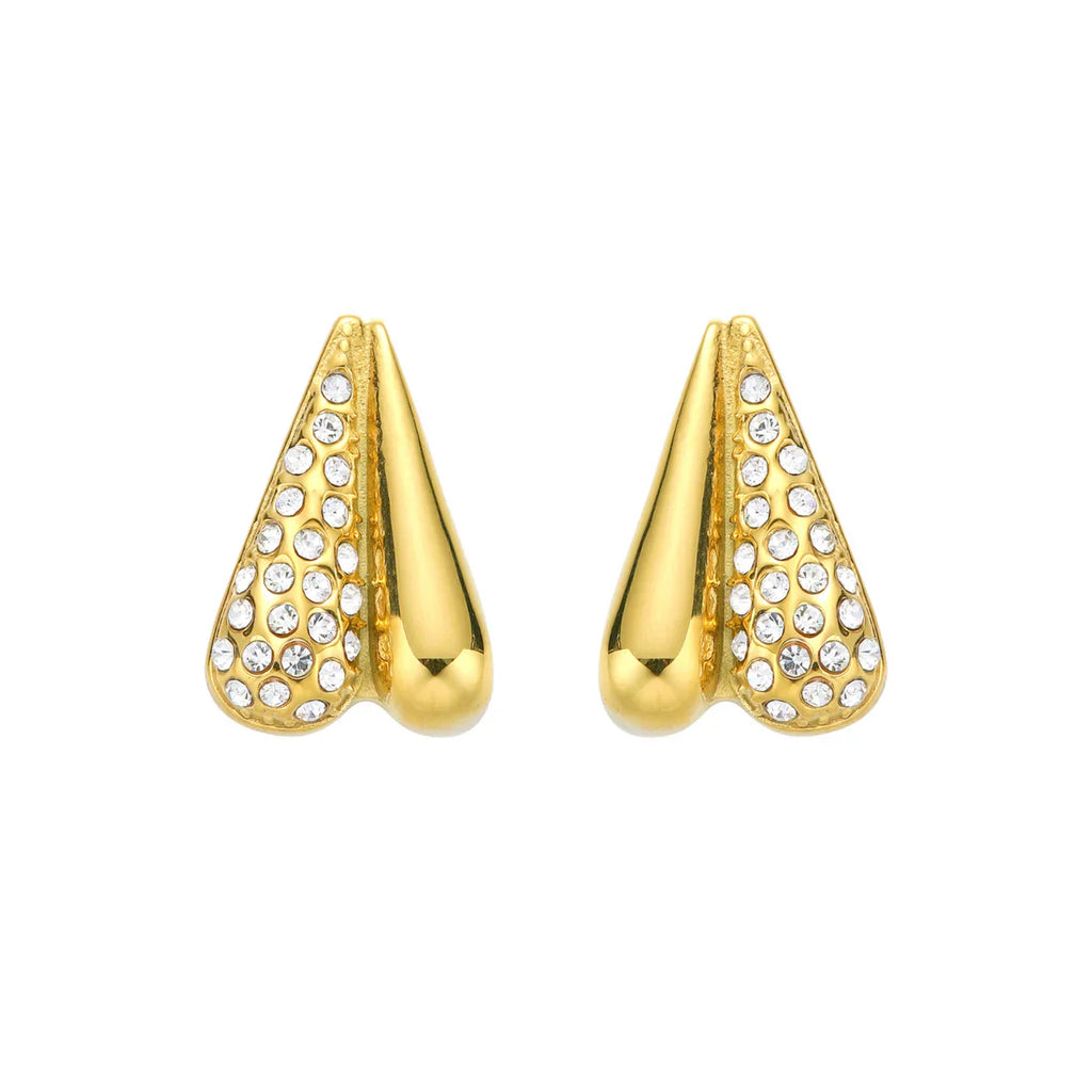Pave Dipped Heart Earrings