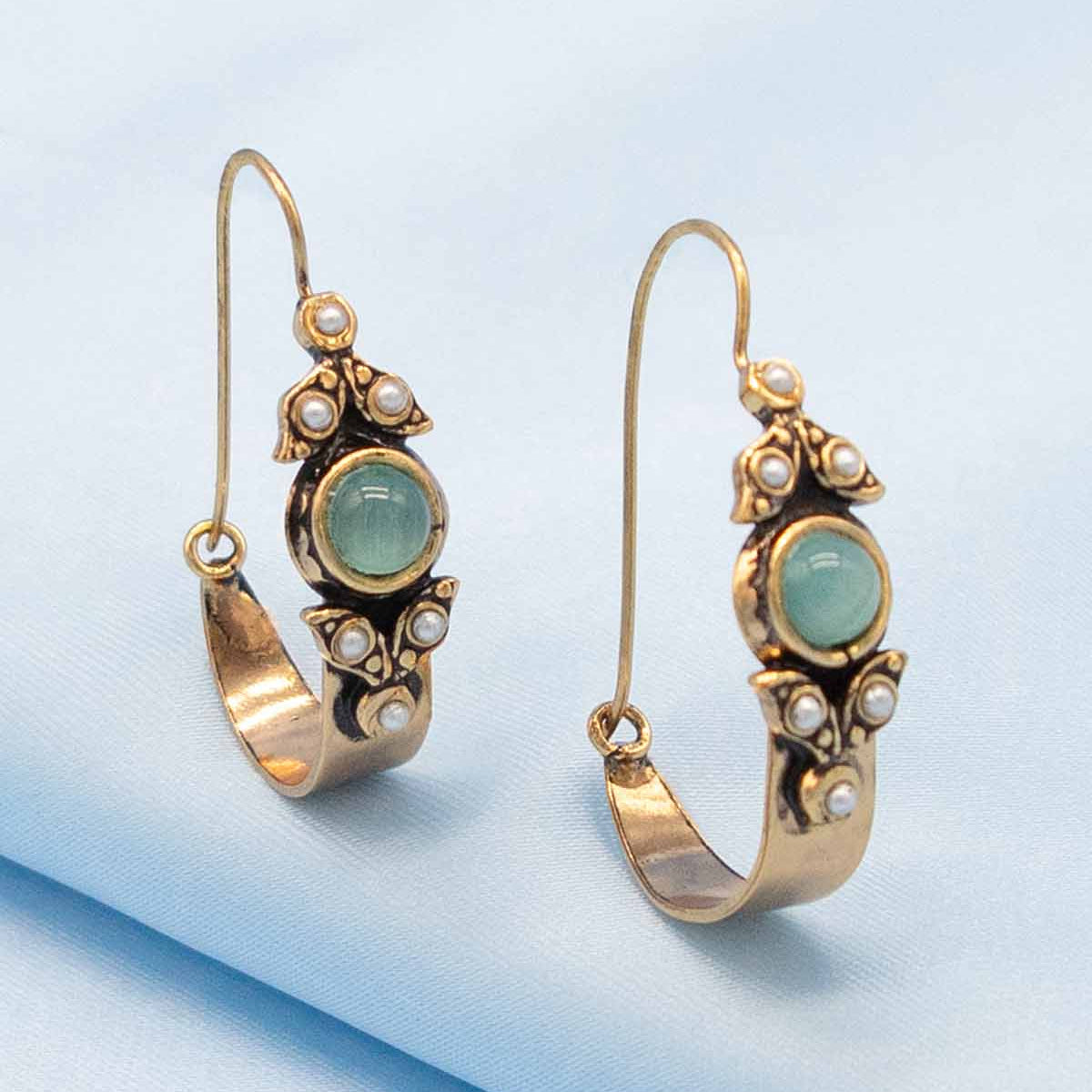 Round Hoop mint earrings