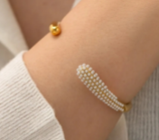 Nia Gold Pearl Cuff Bracelet for Women