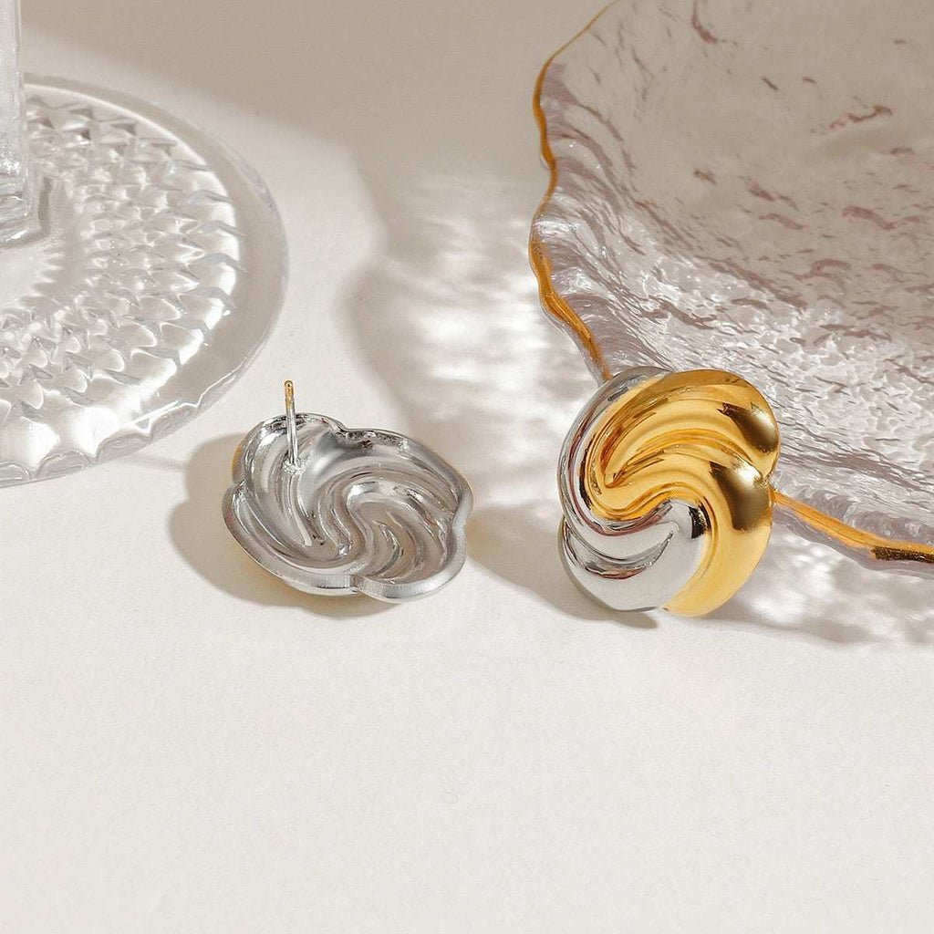 Gold and silver spiral earrings 