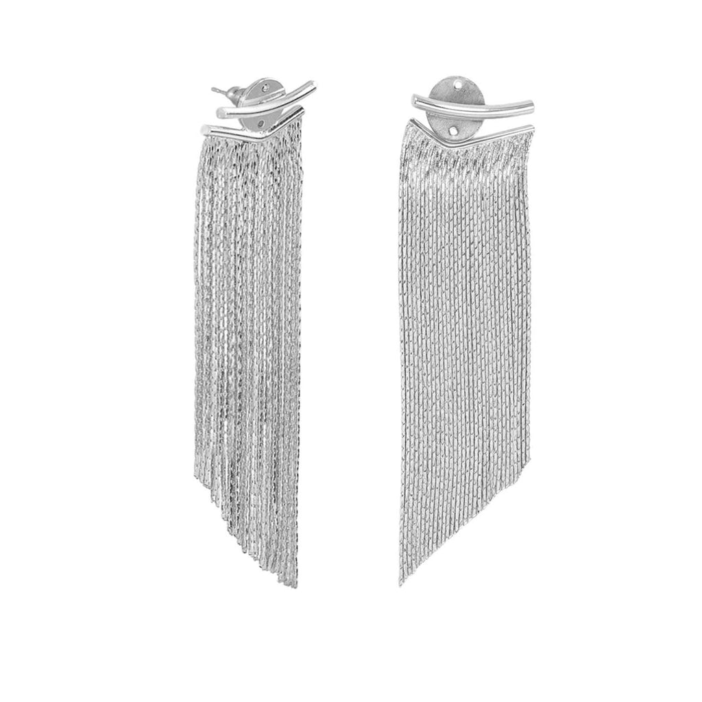 Pair of silver fringe earrings