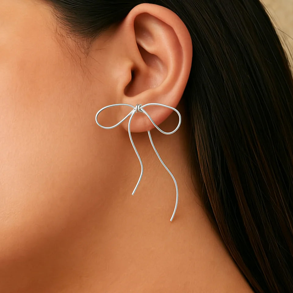 Lyra's Graceful Bow Wire Earrings