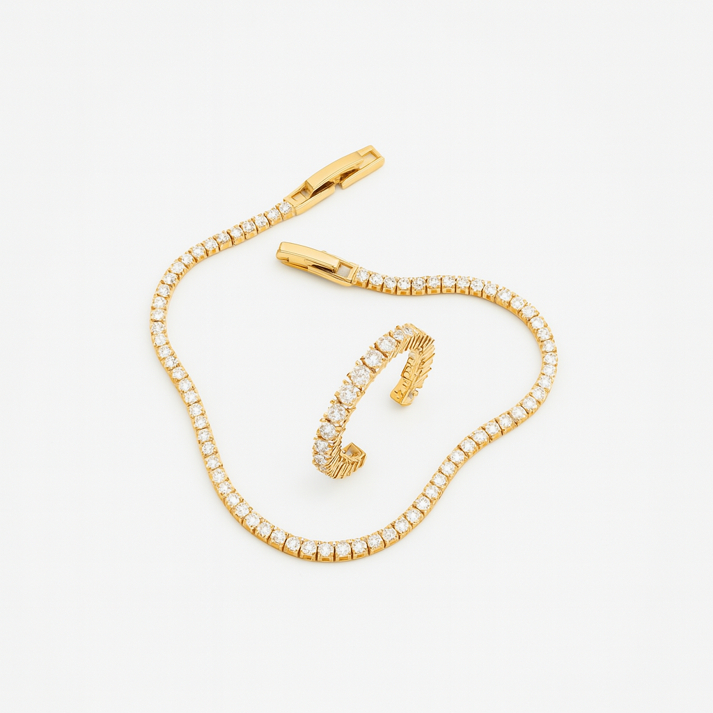 Zirconia Ring and Bracelet Set for Women