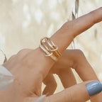 Double Link Pave Chain Band Ring - Amalfa