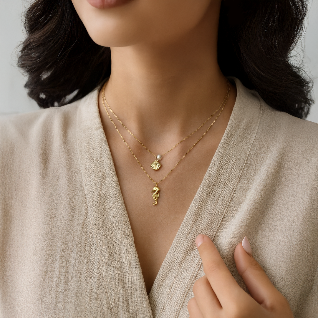 gold pearl pendant necklace