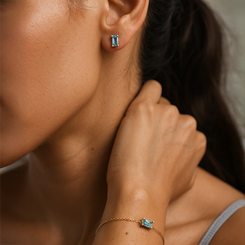 Elena Blue Stone Jewelry Set  For Women