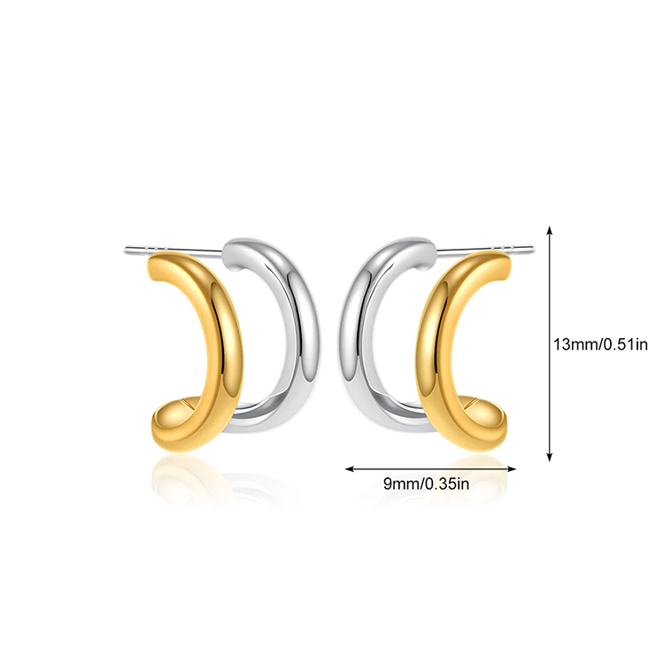 Kaia Dual-Tone Twist Hoop Earrings for Women
