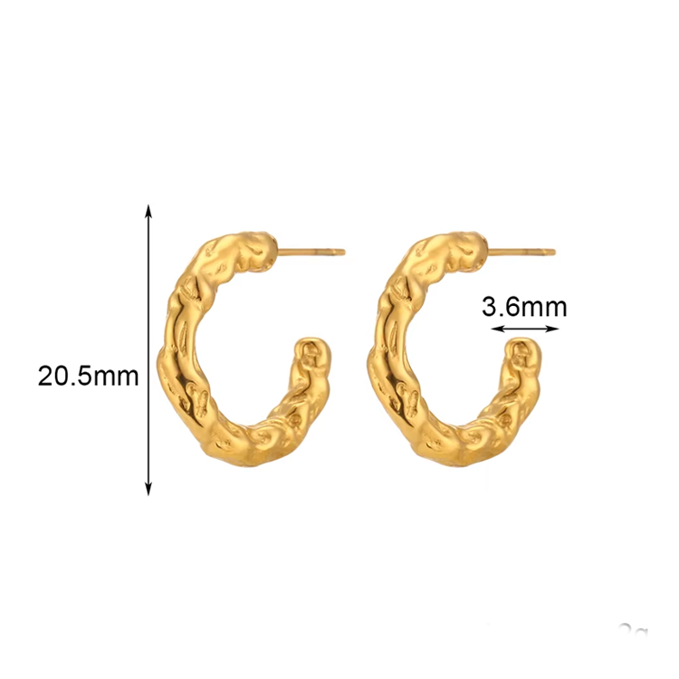 Althea Textured Gold Hoop Earrings for Women