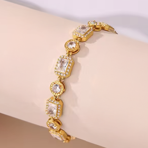 Arden Gold Zircon Chain Bracelet For Women