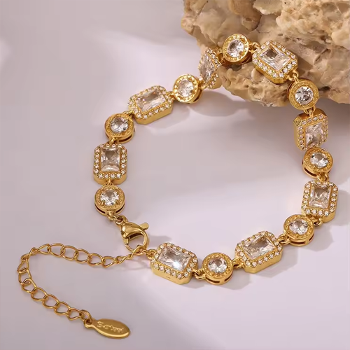 Arden Gold Zircon Chain Bracelet For Women