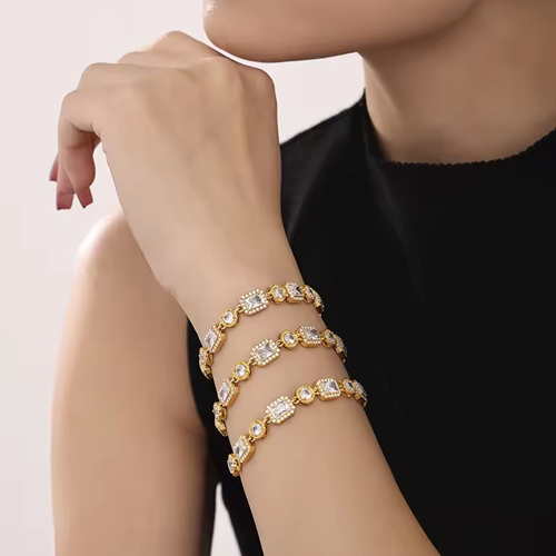 Arden Gold Zircon Chain Bracelet For Women