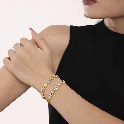 Arden Gold Zircon Chain Bracelet For Women