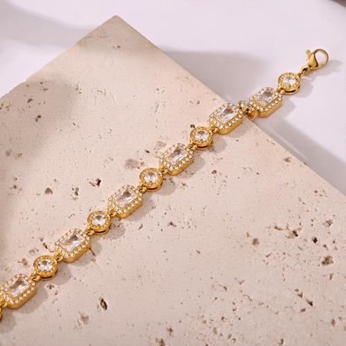 Arden Gold Zircon Chain Bracelet For Women