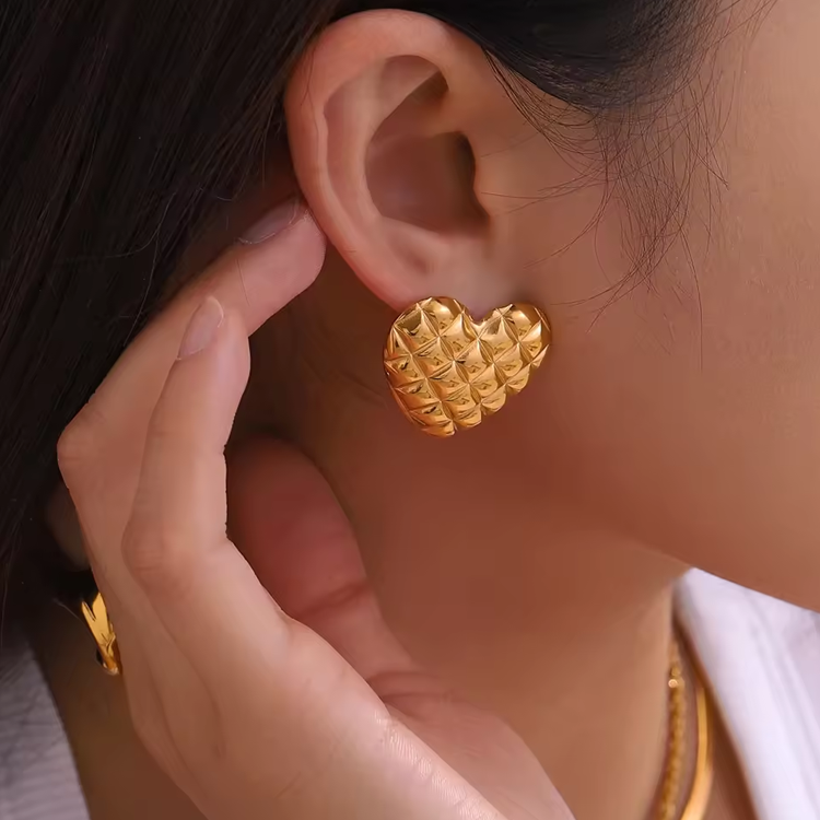 Nova Gold Heart Statement Earrings