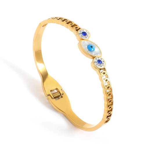 Delphine Gold Blue Evil Eye Bracelet