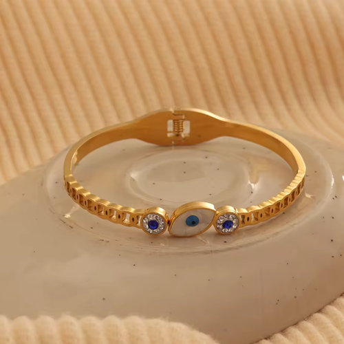 Delphine Gold Blue Evil Eye Bracelet