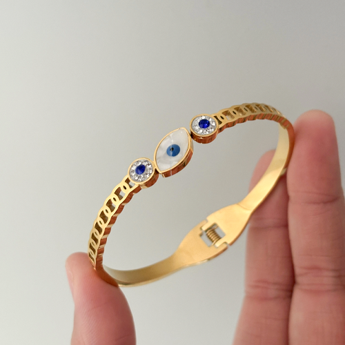 Delphine Gold Blue Evil Eye Bracelet