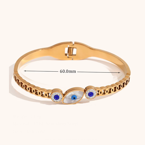 Delphine Gold Blue Evil Eye Bracelet