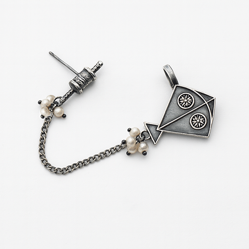Meera Oxidised Kite Chain Earrings for Women